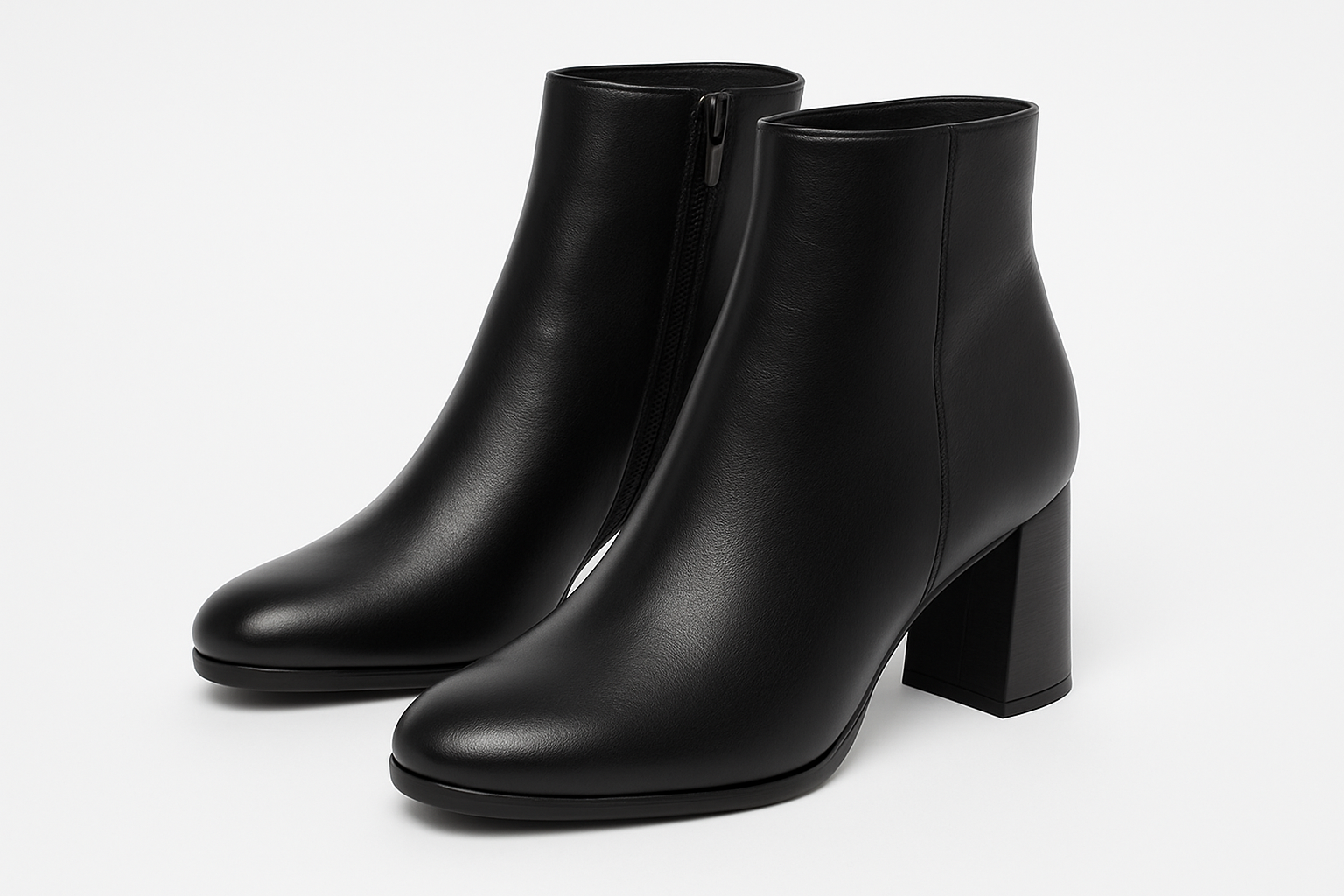 Black Leather Ankle Boots